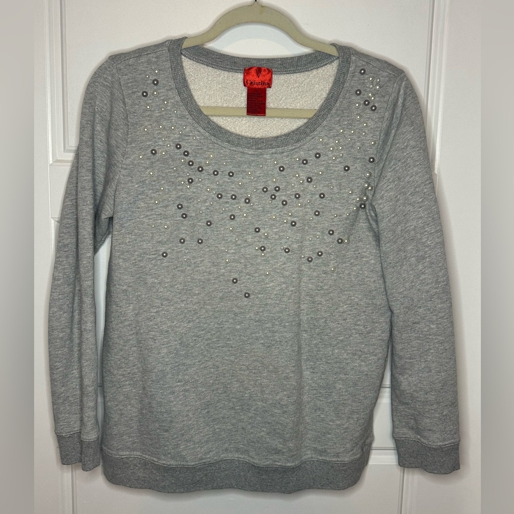 Gray Sweater with Pearls